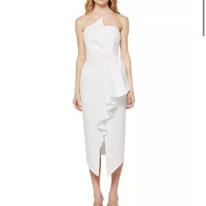 Elliatt Strapless White Dress with Ruffle Detail
